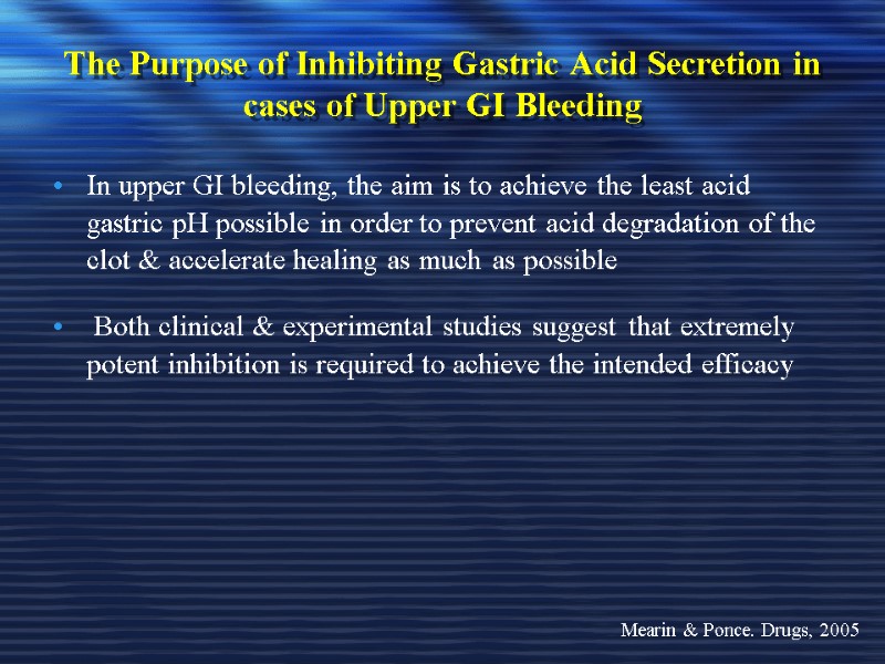 The Purpose of Inhibiting Gastric Acid Secretion in cases of Upper GI Bleeding In